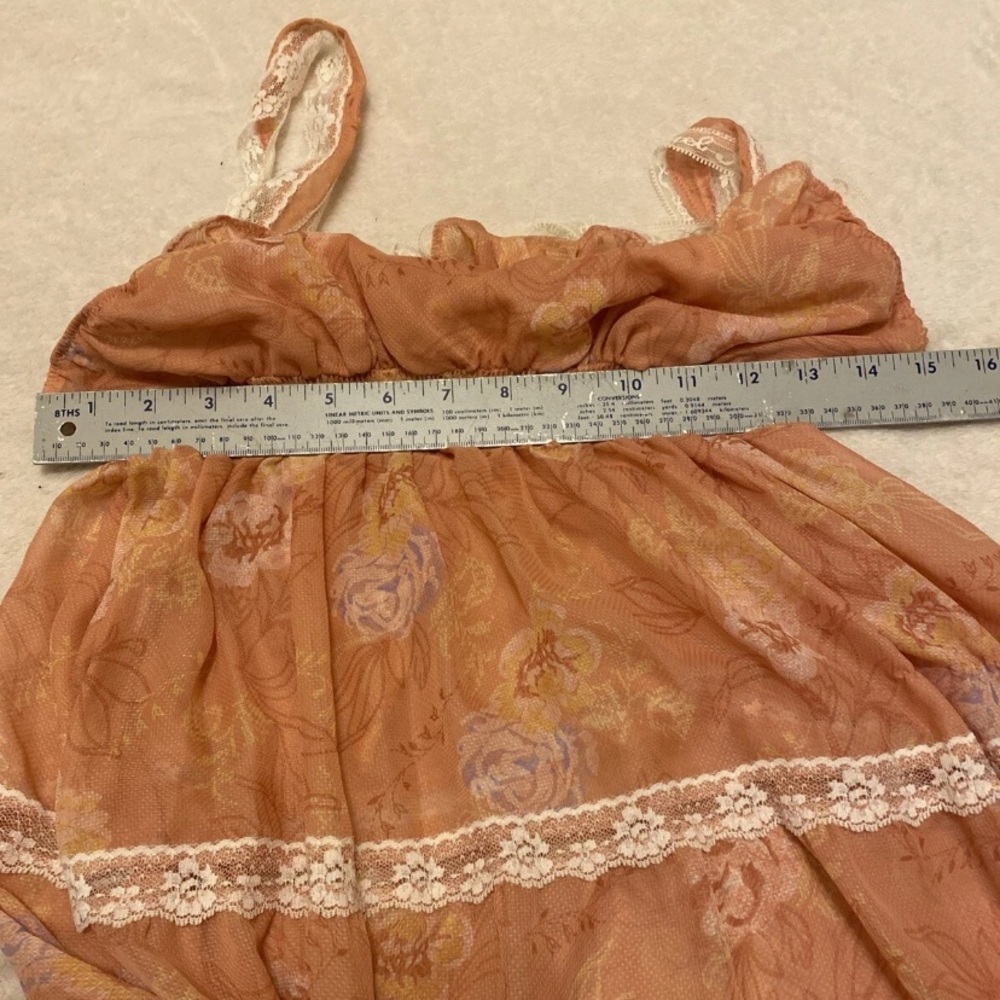 Victoria's Secret Orange Floral Babydoll with White Lace - Picture 9 of 11